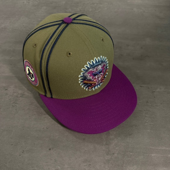 New Era Other - New Era Oakland Athletics Hat 7 1/4 Olive Green Purple 420 Pack Pinstripe A's